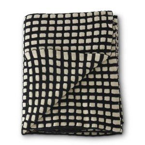 Cotton Black & White Check Knit Throw